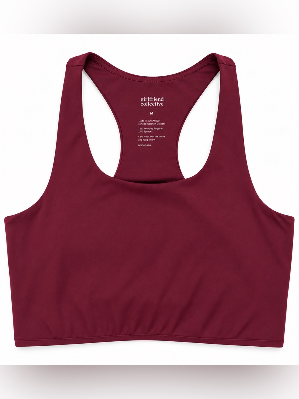 Girlfriend Collective Plum Paloma Racerback Sports Bra Size M